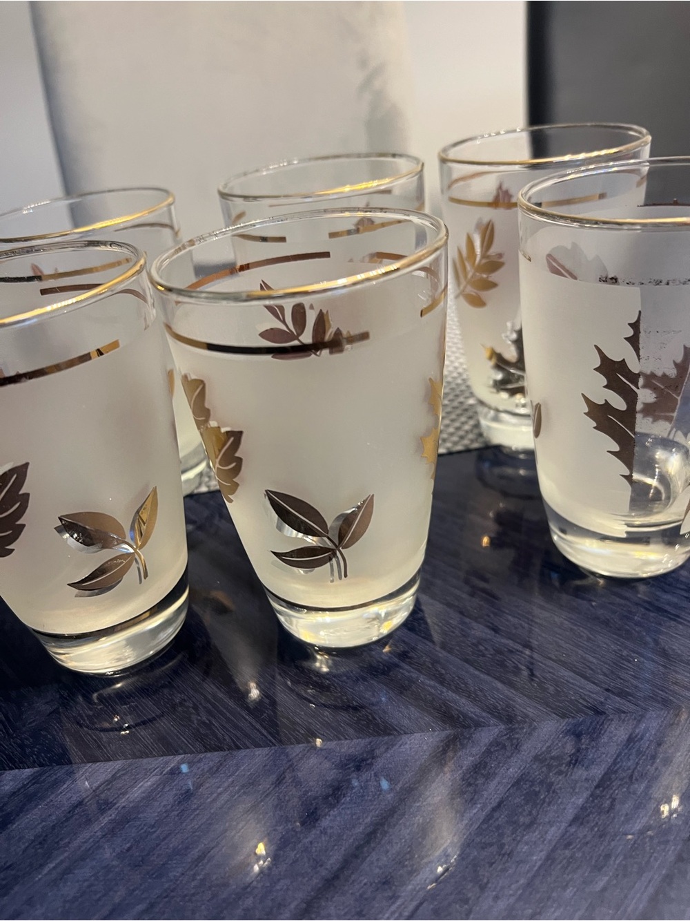 6 Vintage Golden Foliage Tumblers By Libby-10 oz - Picture 7 of 8